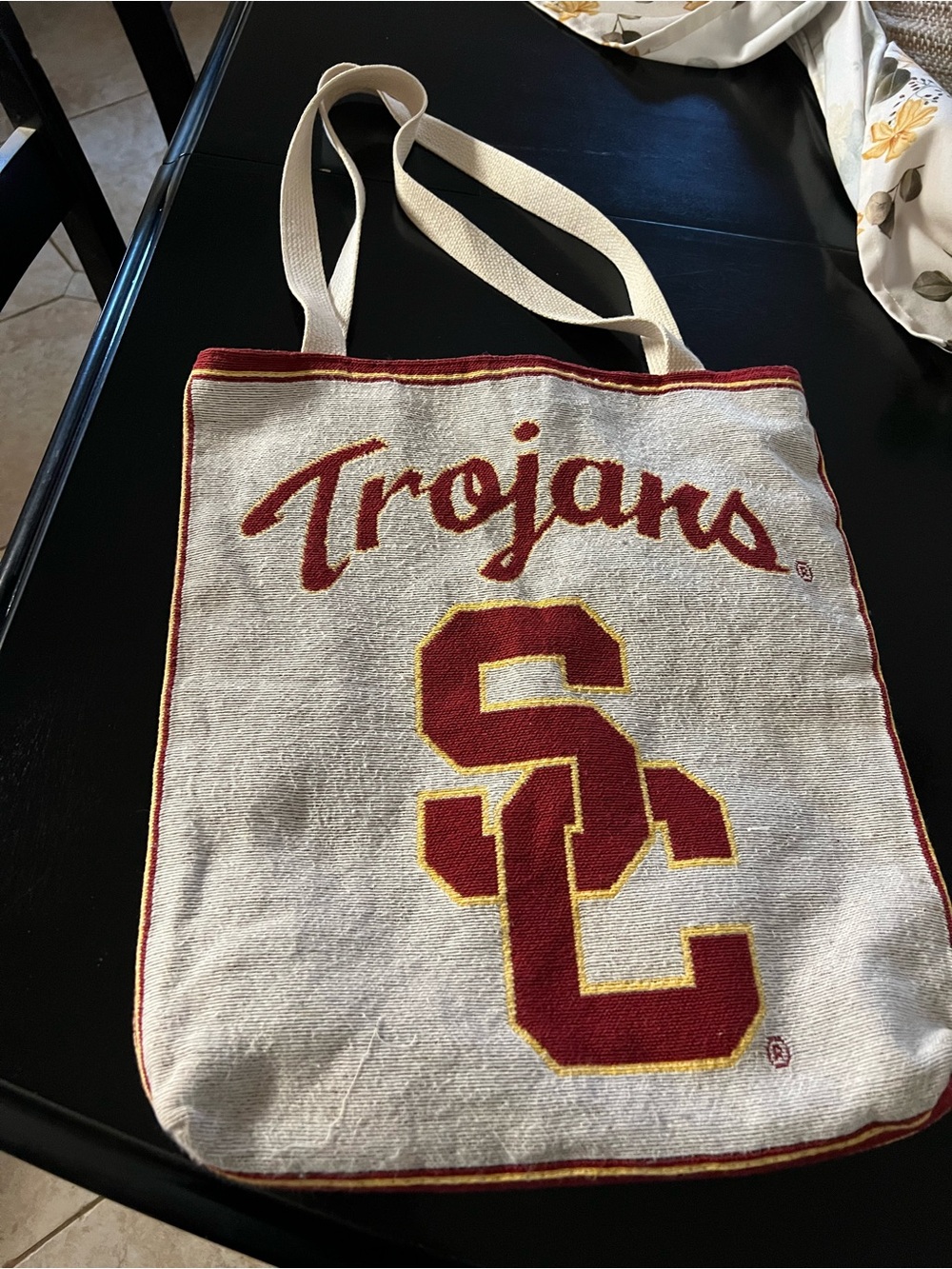 USC Trojans canvas tote carryall bag shoulder Red Gold